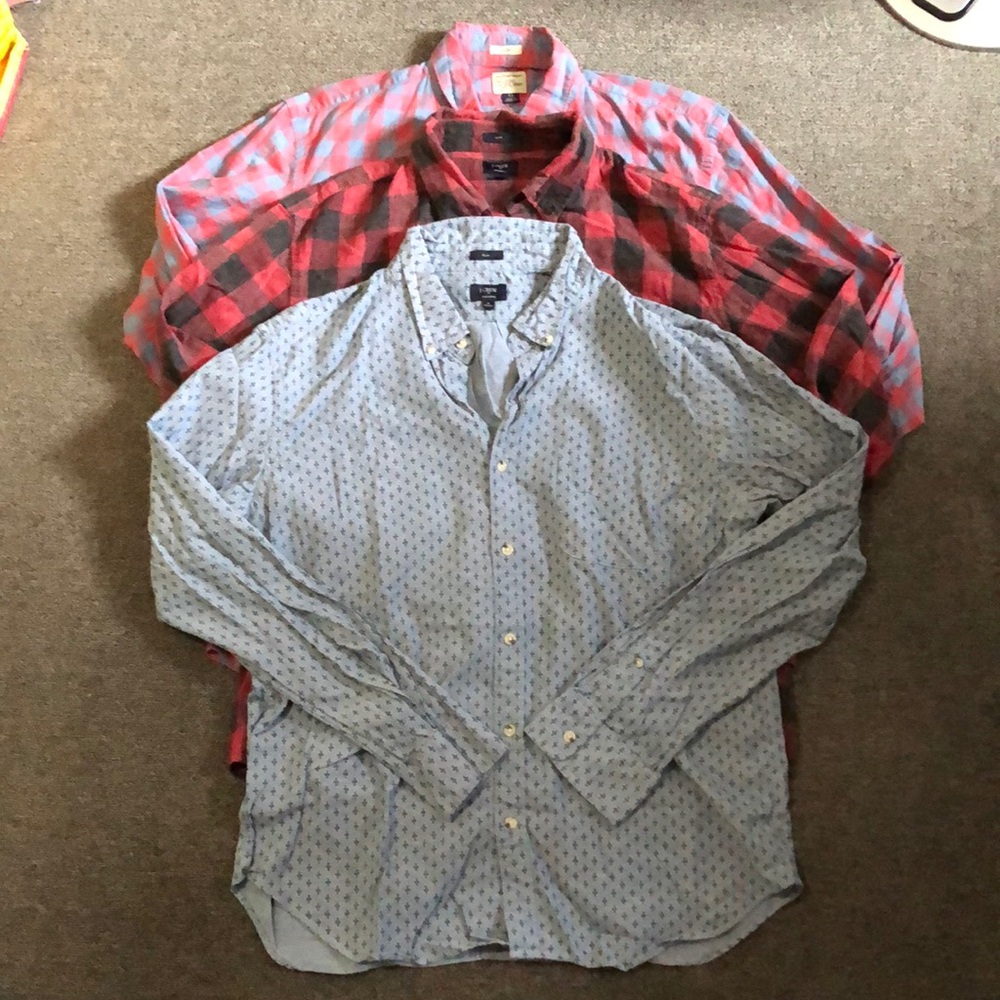 Lot of (3) J CREW Oxford Button Front Extra Large Shirts Slim fit 100% cotton XL